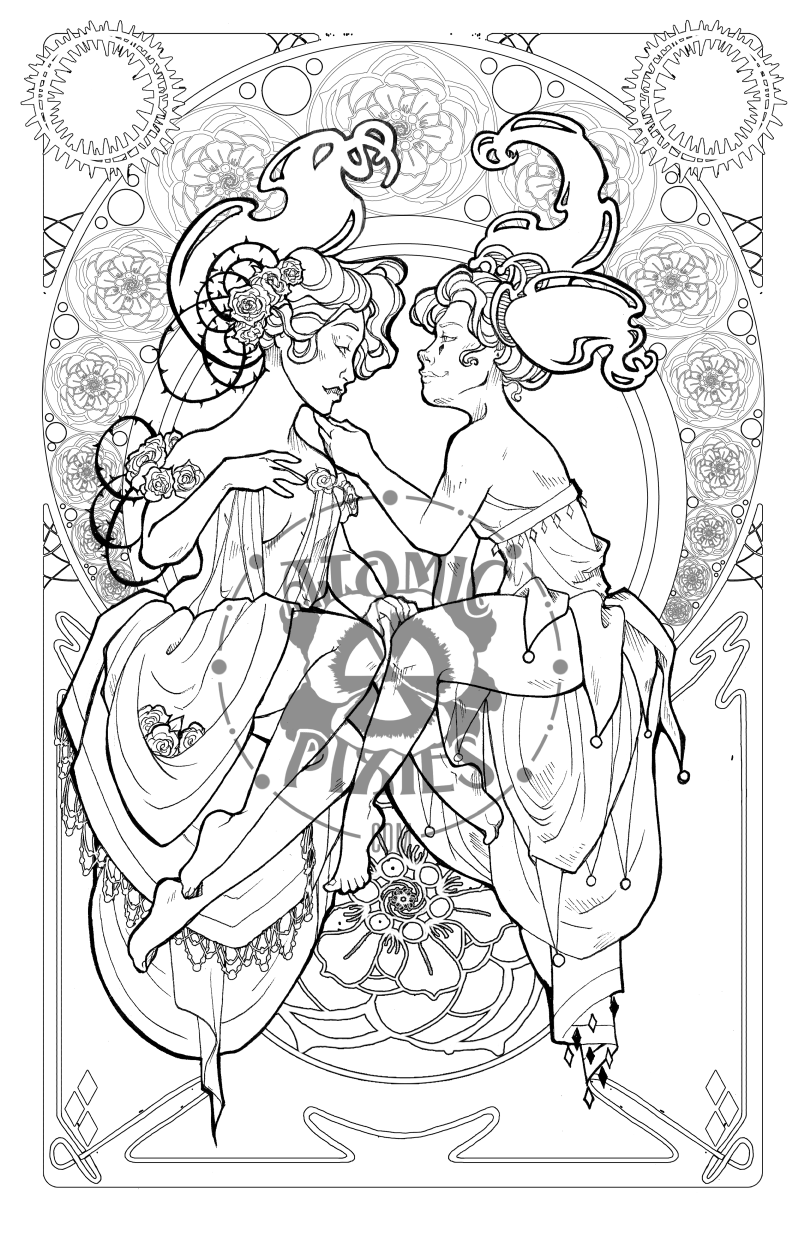 Harley Quinn & Poison Ivy Art Nerdveau Coloring Page
